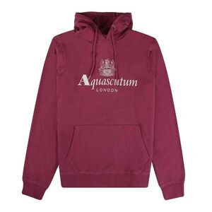 Aquascutum Mens Active Big Logo Hoodie / Burgundy